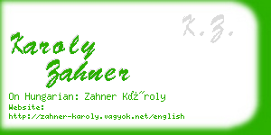 karoly zahner business card